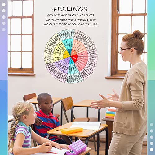 Hotop Feelings Wheel Wall Decals Mental Health Sticker 16 x 21 Inches Large Emotion Wheel Decal Office Decor Mental School