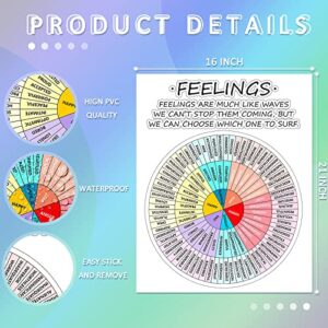 Hotop Feelings Wheel Wall Decals Mental Health Sticker 16 x 21 Inches Large Emotion Wheel Decal Office Decor Mental School