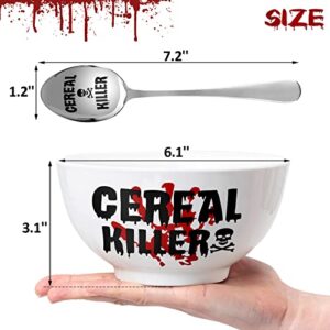 Nefelibata Cereal Killer Bowl and Spoon Set 23 oz Father's day Summer Man's Halloween Birthday Retirement Engraved Funny Gift Box Basket for Him Papa's Grandfather's Uncle's Friend's Present Set of 2