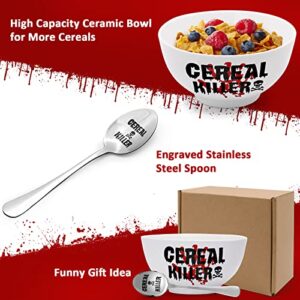 Nefelibata Cereal Killer Bowl and Spoon Set 23 oz Father's day Summer Man's Halloween Birthday Retirement Engraved Funny Gift Box Basket for Him Papa's Grandfather's Uncle's Friend's Present Set of 2