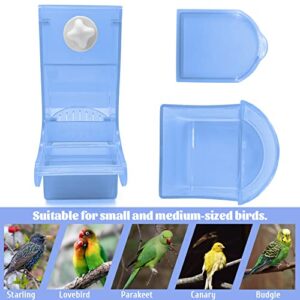 Hamiledyi Parrot Automatic Feeder No Mess Bird Feeder for Cage Parakeet Seed Food Container Plastic Lovebirds Cage Accessories for Small Conures Budgies Canary Finches(Blue)