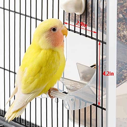 Hamiledyi Parrot Automatic Feeder No Mess Bird Feeder for Cage Parakeet Seed Food Container Plastic Lovebirds Cage Accessories for Small Conures Budgies Canary Finches(Blue)