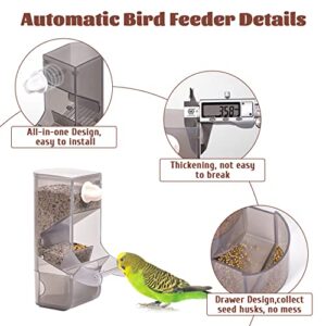 Hamiledyi Parrot Automatic Feeder No Mess Bird Feeder for Cage Parakeet Seed Food Container Plastic Lovebirds Cage Accessories for Small Conures Budgies Canary Finches(Blue)