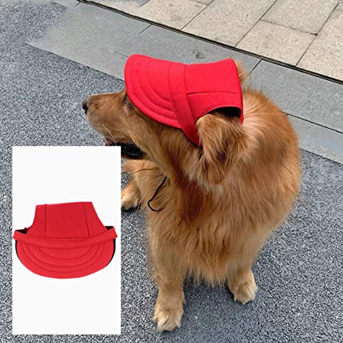 Ipetboom Dog Baseball Caps Dog Visor Hats Pet Outdoor Sports Hats with Ear Holes and Sun Protection Pet Baseball Caps with Adjustable Chin Strap Red M