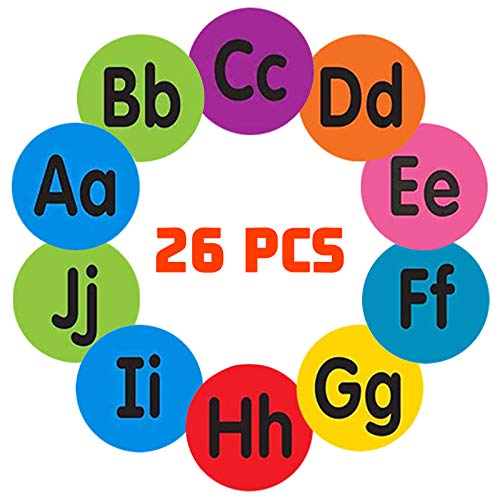 KIKIGOAL 4" Diameter Classroom Carpet Markers Floor Dots x 26 Classroom Circles with Alphabet A-Z for Teachers (with Alphabet)