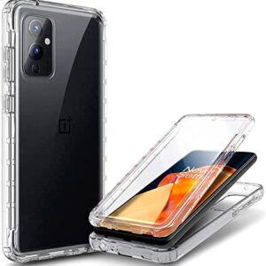 NZND Case for OnePlus 9 5G with [Built-in Screen Protector], Full-Body Protective Shockproof Rugged Bumper Cover, Impact Resist Durable Phone Case (Clear)