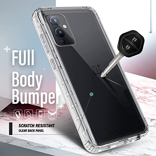 NZND Case for OnePlus 9 5G with [Built-in Screen Protector], Full-Body Protective Shockproof Rugged Bumper Cover, Impact Resist Durable Phone Case (Clear)