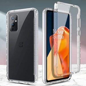 NZND Case for OnePlus 9 5G with [Built-in Screen Protector], Full-Body Protective Shockproof Rugged Bumper Cover, Impact Resist Durable Phone Case (Clear)