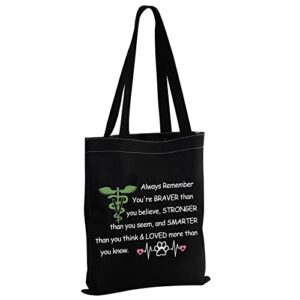 mbmso vet tech gifts veterinarian tote bag vet assistant gifts veterinary gifts reusable canvas shopping grocery bag (vet tech tb-black-02)