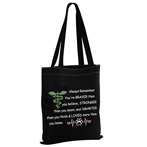 MBMSO Vet Tech Gifts Veterinarian Tote Bag Vet Assistant Gifts Veterinary Gifts Reusable Canvas Shopping Grocery Bag (Vet Tech TB-black-02)