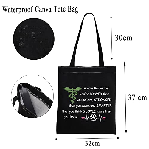 MBMSO Vet Tech Gifts Veterinarian Tote Bag Vet Assistant Gifts Veterinary Gifts Reusable Canvas Shopping Grocery Bag (Vet Tech TB-black-02)