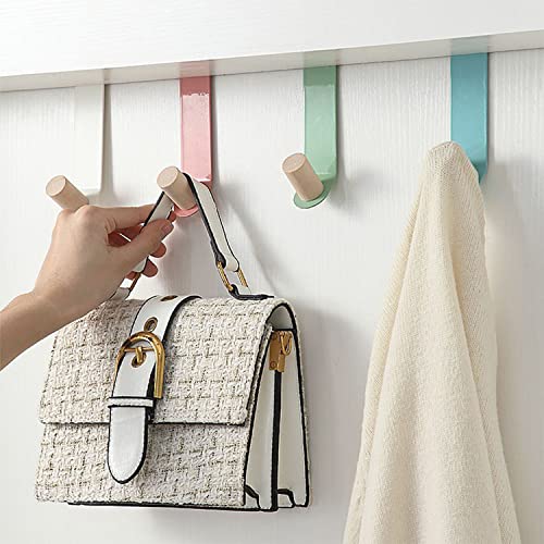 Vanloory Over The Door Hook, Shower Door Hanger Hook Fits The 1 1/4” and 1 3/4” Door Widths, 4 Colors Coat Hook for Bath/Cabinet/Cupboards, Hanging Towel/Clothes/Robe Hook.（4 Pack, Colorful