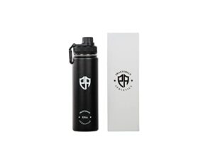 24 oz stainless steel thermal insulated hot/cold water bottles to keep any drink hot for 12 hours & cold for 24 hours - gym water bottles for men & women - mens thermal water bottle (black)