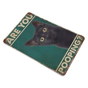 are You Pooping Cat Bathroom Funny Novelty Metal Sign Retro Wall Decor for Home Gate Garden Bars Restaurants Cafes Office Store Club Sign Gift Plaque Tin Sign 8 X 12 INCH