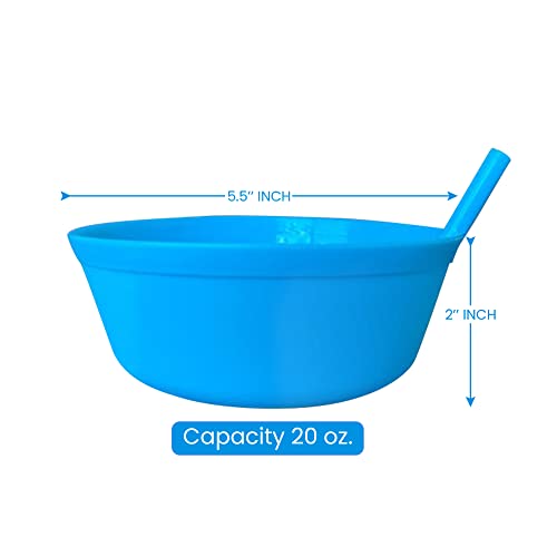 Quiet Book Club Cereal Bowls with Straws for Kids Bowls with Straw for Cereal Childrens Bowls with Straw Built in for Kids Plastic Straw Bowls for Toddlers Dishwasher Safe BPA FREE Boys (4)