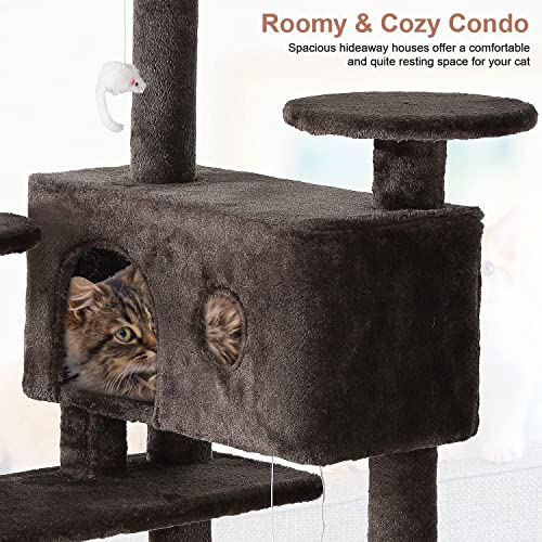 BestPet 54in Cat Tree Tower with Cat Scratching Post,Multi-Level Cat Condo Cat Tree for Indoor Cats Stand House Furniture Kittens Activity Tower with Funny Toys for Kitty Pet Play House (Dark Gray)