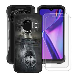 case for doogee s98 (6.30") with [2 x tempered glass screen protector], hhuan black soft silicone anti-scratch shell tpu bumper phone cover for doogee s98 - reflection