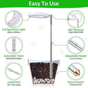 Grow Lights for Indoor Plants, Romsto LED Full Spectrum Plant Light for Indoor Plants, Height Adjustable Grow Light with 10 Dimmable Brightness, 8/12/16H On/Off Timer, Ideal for Small Plants