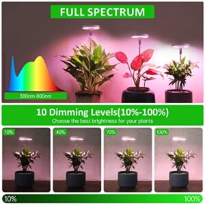 Grow Lights for Indoor Plants, Romsto LED Full Spectrum Plant Light for Indoor Plants, Height Adjustable Grow Light with 10 Dimmable Brightness, 8/12/16H On/Off Timer, Ideal for Small Plants