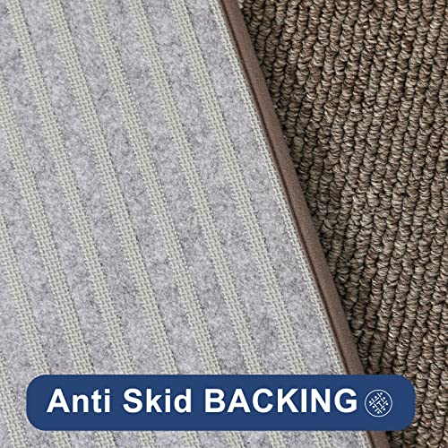 COSY HOMEER Kitchen Mat [2 PCS] Thick Kitchen Rugs Non-Skid 20"x30"+20"x48"Kitchen Mats and Rugs Ergonomic Comfort Standing Mat for Kitchen, Floor, Brown Frame