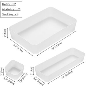 Poeland 10 Pcs Drawer Organizer Tray Storage Box for Bedroom Dresser Bathroom Kitchen, Frosted