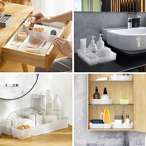 Poeland 10 Pcs Drawer Organizer Tray Storage Box for Bedroom Dresser Bathroom Kitchen, Frosted