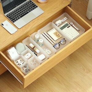 Poeland 10 Pcs Drawer Organizer Tray Storage Box for Bedroom Dresser Bathroom Kitchen, Frosted