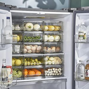 Buildec Fridge Organizer Bin, Pull-Out Refrigerator Drawer Stackable Clear Organizer Freezer Organization Container for Kitchen & Pantry Extra Large