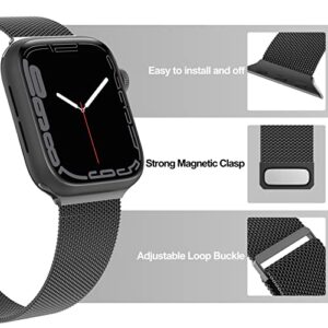 EPULY Compatible with Apple Watch Band 42mm 44mm 45mm 38mm 40mm 41mm,Stainless Steel Mesh Loop Magnetic Clasp Bands for iWatch Series 8 SE 7 6 5 4 3 2 1 Women Men-41mm/40mm/38mm Black