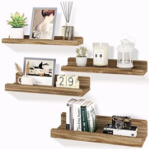 ygeomer floating shelves wall mounted set of 4, 16 inch wood wall shelves for bedroom, living room, bathroom, kitchen, or office, 4 different sizes