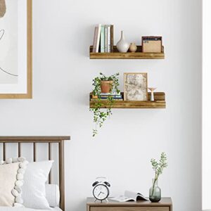 YGEOMER Floating Shelves Wall Mounted Set of 4, 16 Inch Wood Wall Shelves for Bedroom, Living Room, Bathroom, Kitchen, or Office, 4 Different Sizes