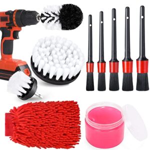 vitever car detailing kit, car detailing drill brush set with cleaning gel, car interior detailing kit, car detailing brushes cleaning kit for wheel, interior, exterior, dashboard, leather, air vents