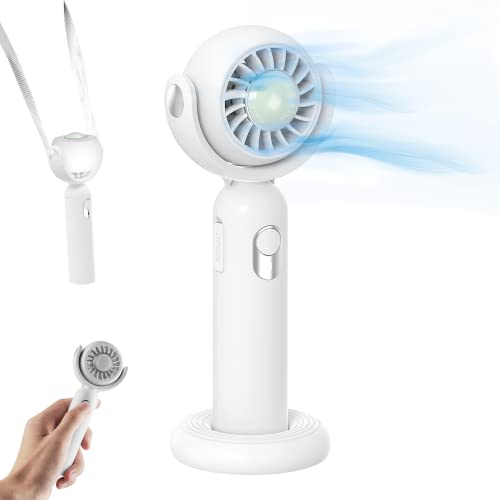 SUOMING Handheld Portable Fan Mini Hand Fan, 2000mAh USB Rechargeable Personal Fan, 130° Angle Adjustment,Battery Operated Small Fan with 3 Speeds for Travel/Commute/Makeup/Office