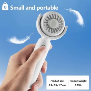 SUOMING Handheld Portable Fan Mini Hand Fan, 2000mAh USB Rechargeable Personal Fan, 130° Angle Adjustment,Battery Operated Small Fan with 3 Speeds for Travel/Commute/Makeup/Office