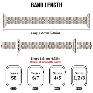 Aicumuza Slim Metal Watch Bands Compatible With Apple Watch 41mm 40mm 38mm, Starlight Thin Stainless Steel Chain Link for Women iWatch Series 8, Series 7/SE/Ultra/6/5/4/3/2/1 (38/40/41mm, Starlight)