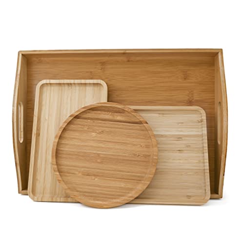 Umiehary Handcrafted Serving Platters for Home Decor-Natural Wooden Plates The Perfect Centerpiece Decoration for Your Dining Or Living Room Table