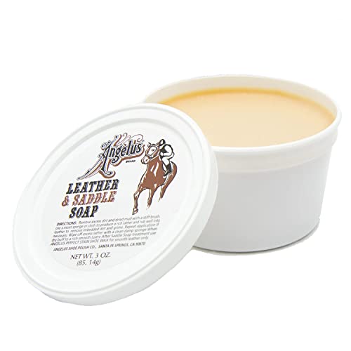 Angelus Saddle Soap Leather Cleaner Conditioner and Leather Softener, Paste for Boots, Shoes, Luggage - 3 Oz.