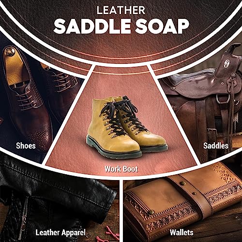 Angelus Saddle Soap Leather Cleaner Conditioner and Leather Softener, Paste for Boots, Shoes, Luggage - 3 Oz.