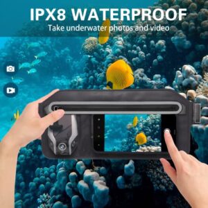 SJEhome Waterproof Phone Pouch,IPX8 Waterproof Phone Case with Adjustable Waist Strap,Compatible with iPhone Whole Series Galaxy Whole Series up to 7",Waist Bag for Beach, Boating,Swim,Black