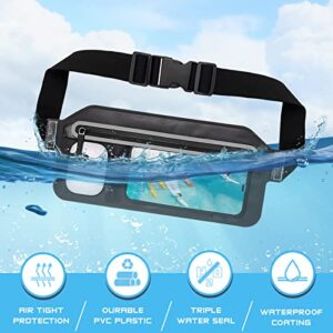SJEhome Waterproof Phone Pouch,IPX8 Waterproof Phone Case with Adjustable Waist Strap,Compatible with iPhone Whole Series Galaxy Whole Series up to 7",Waist Bag for Beach, Boating,Swim,Black