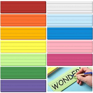 300 sheets colored sentence strips for teacher supplies, classroom, ruled bright lined cardstock strips for writing words, 12 colors, 12 x 3 inch
