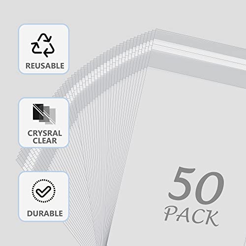 Somime 50 Pack Acid-Free Crystal Clear Sleeves Storage Bags for 8.5x11 Art Prints/Pictures/Photos/Framing Mat Mattes (Bag Size: 9"x11 3/7")