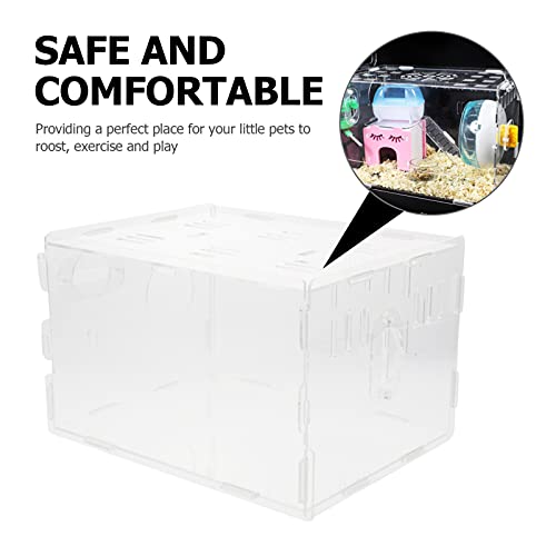 POPETPOP Pet Playpen Glass Hamster Cage Hamster Cage Acrylic Chinchilla House Habitat Mice Transparent Cage Small Pet Breeding Box for Your Small Pet 25X20X15CM Hamster Carrier Pet Toys