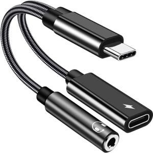 pixel galaxy headphone adapter, 2 in 1 usb c to 3.5mm audio and charging adapter with pd 60w fast charge compatible with samsung s22 s21 s20 s20+ ultra note 10 20 ultra, google 7 6pro 5 4 xl 3 xl 2xl