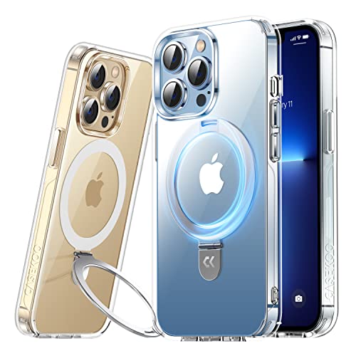 CASEKOO Magnetic Clear for iPhone 13 Pro Case with Invisible Stand [Never Yellow] [Compatible with MagSafe] Protective Shockproof Slim Transparent Phone Cases for Women Men 6.1 Inch 2021, Clear