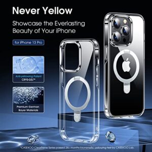 CASEKOO Magnetic Clear for iPhone 13 Pro Case with Invisible Stand [Never Yellow] [Compatible with MagSafe] Protective Shockproof Slim Transparent Phone Cases for Women Men 6.1 Inch 2021, Clear