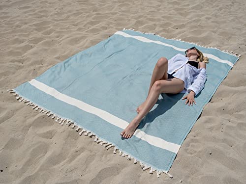 DEMMEX 90x82 Inches XXXL Turkish Cotton Multipurpose Blanket, Throw Blanket Bedspread, Beach Picnic Blanket, 100% Turkish Cotton, Diamond Weave, Made in Turkey, 3lb (Sage)