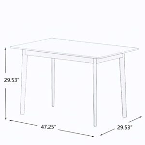 Locsear Wood Dining Table White Kitchen Table Modern Rectangular Dinner Table for Dining Room with Solid Wood Legs