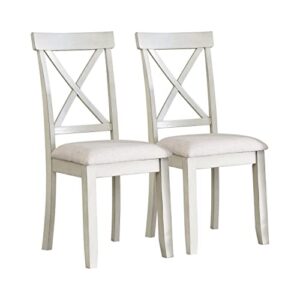 vifah lafayette wood upholstered dining chairs (set of 2), 17" l x 22" w x 38" h, white
