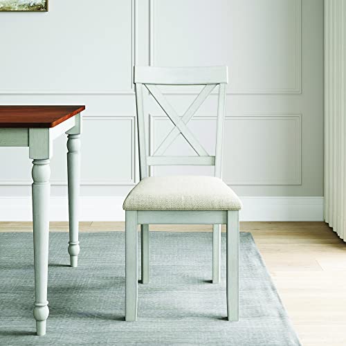 VIFAH Lafayette Wood Upholstered Dining Chairs (Set of 2), 17" L x 22" W x 38" H, White